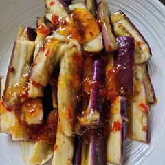 A picture of Sweet and Chilli Sauce Eggplant.
