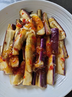 A picture of Sweet and Chilli Sauce Eggplant.