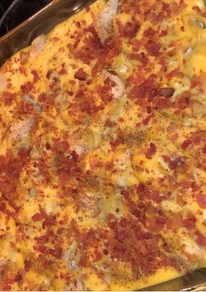 A picture of Crack Chicken Spaghetti Bake.