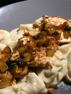 A picture of Chicken Three Cheese Tortellini Alfredo.