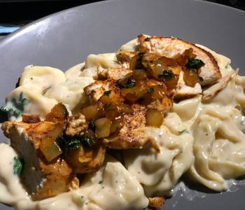 Easy Prepare Recipe Chicken Three Cheese Tortellini Alfredo Savory Delicious