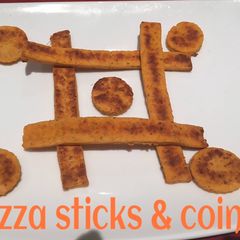 A picture of Pizza Sticks & coins.
