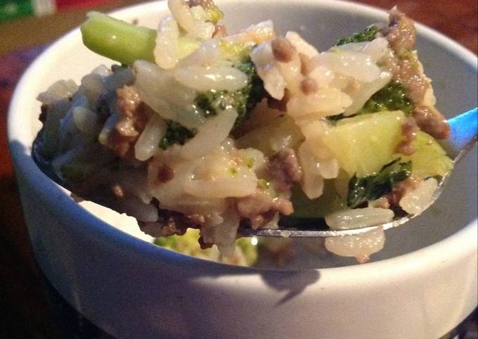 Brocolli, Beef, and White Cheddar Rice