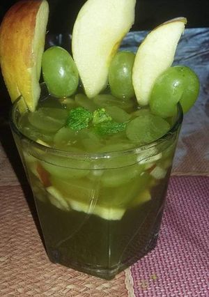 A picture of Grapes,Mint and Mixed Fruits Cocktail.