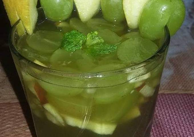 Steps to Make Favorite Grapes,Mint and Mixed Fruits Cocktail for Lunch Food