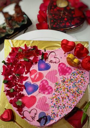 A picture of Valentine cake.