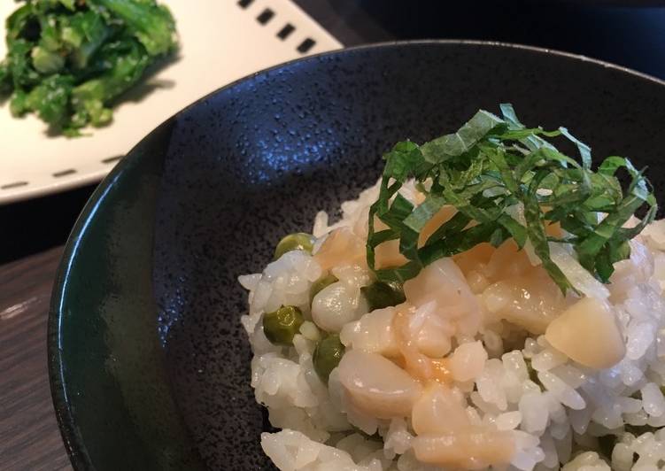 Easiest Way to Make Speedy Japanese Mame gohan the Green peas rice with small scallops