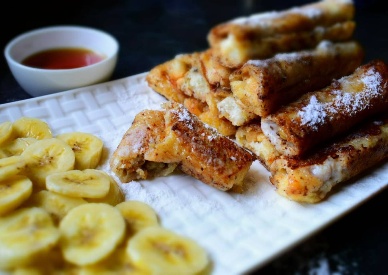 Peanut Butter French Toast Roll-Ups With Banana & Almond Filling