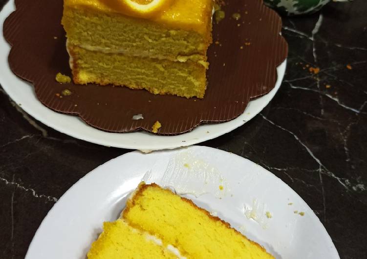 Orange cake with lemon glaze