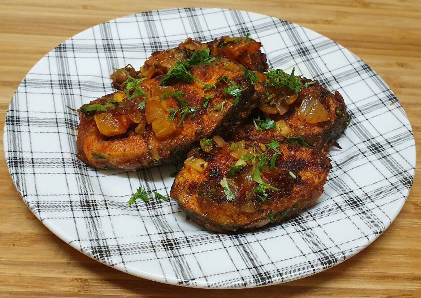 Tava fry fish in mustard oil