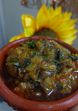 A picture of Baingan palak ki sabji.