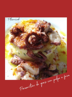 Una foto de Parmentier de queso con pulpo a feira