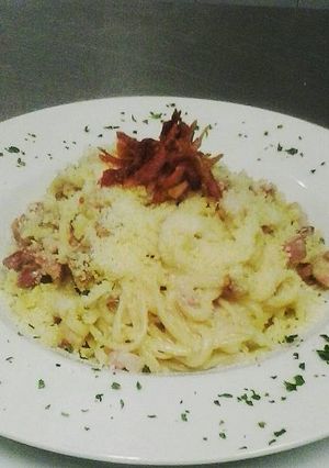 Una foto de Pasta carbonara
