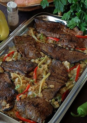 Vegyes sült máj recept fotója