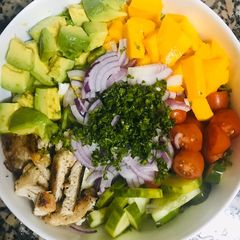 A picture of Chicken mango avocado salad.