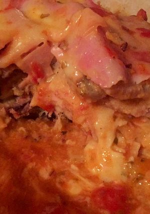 Una foto de Lasaña de berenjenas y milanesas