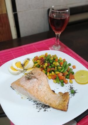 Una foto de Salmón al horno