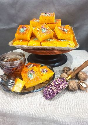 عکسی از دستور کیک باقلوا نارگیلی