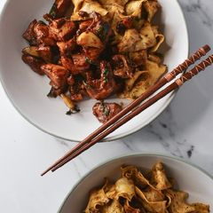 A picture of Three Cup Chicken (San Bei Ji).