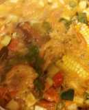 Sopa de verduras con camarón seco