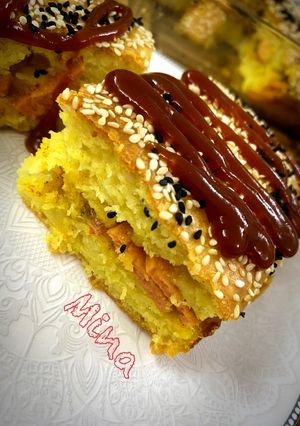 عکسی از دستور کیک سوسیس و سیب زمینی (کیک نمکی)