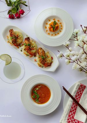 #চিলি গার্লিক প্রন উইথ কুসকোস (Chili garlic prawn with couscous) রেসিপির প্রধান ছবি