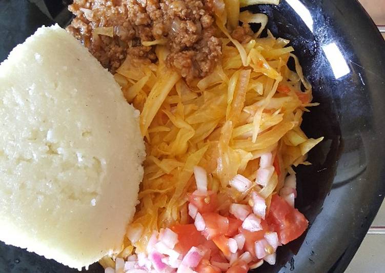 How to Make Super Quick Homemade Ugali Cabbage and Minced Meat