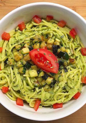 Une photo de Spaghettis à la sauce avocat