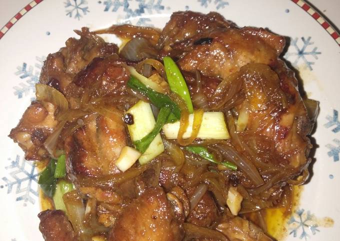 Chicken wings with honey butter sauce |Sayap goreng mentega madu