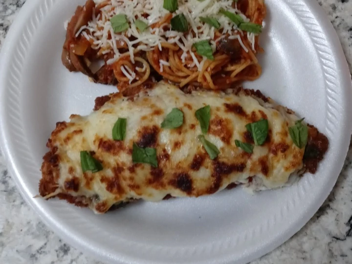 Recipe Chicken parmesan with a pasta side dish the Delicious Can spoil the tongue