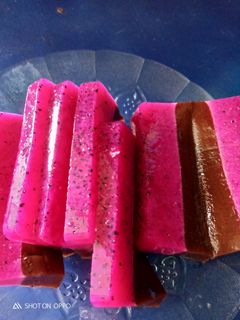 Foto resep Puding buah naga lapis nutrijell coklat