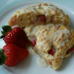 Vickys Strawberry & Cream Scones w Orange Glaze, GF DF EF SF NF A picture of Vickys Strawberry & Cream Scones w Orange Glaze, GF DF EF SF NF.