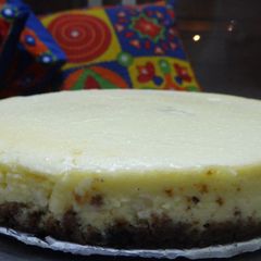 A picture of Baked lemon-ginger cheesecake.