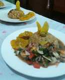 Ceviche de camarón y Concha prieta