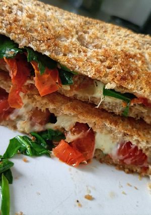 A picture of Tomato and Spinach Toast.
