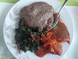 Vegetable with stew and amala