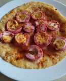 Tortilla crepé con huevo duro rosado