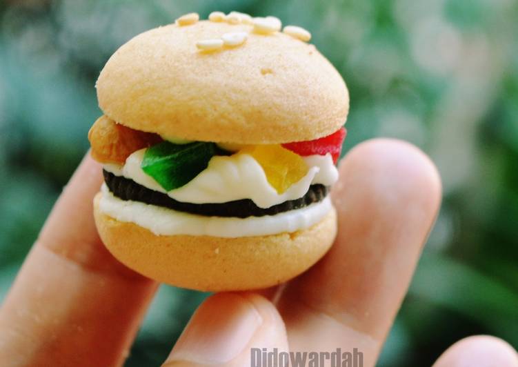 Kukis Eggdrop Bentuk Burger Anti Ribet Anti Gagal | No Mixer, No Oven
