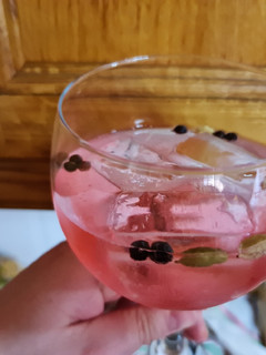 Una foto de Gin tonic con tónica de hibisco