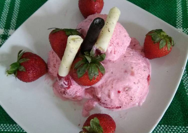Resep Es Krim Strawberry instan, Bikin Ngiler