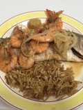 Pescado con camarones y callo de hacha