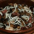 Gulas con setas y jamón