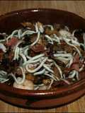 Gulas con setas y jamón
