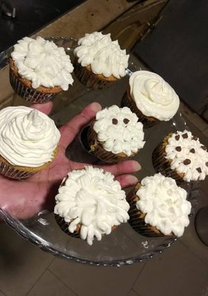 A picture of CUP CAKE WITH WHIPPING CREAM #cookpadramadan.