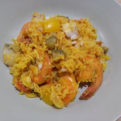 番茄海鲜饭 Paella A picture of 番茄海鲜饭 Paella.