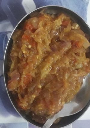 A picture of Brinjal ka bartha.