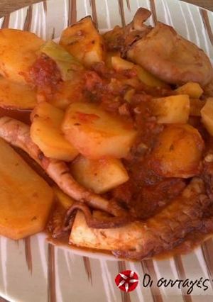 A picture of Bourdeto with octopus from Corfu.