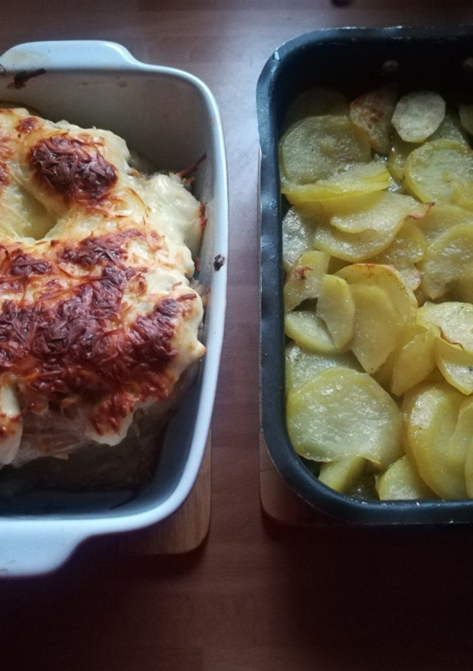 Una foto de Pollo a la florentina con patatas al horno