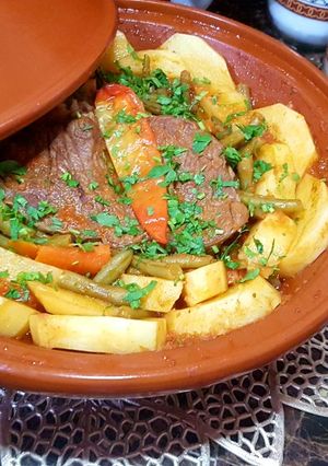 صورة لوصفة طاجين لوبيا خضراء باللحم