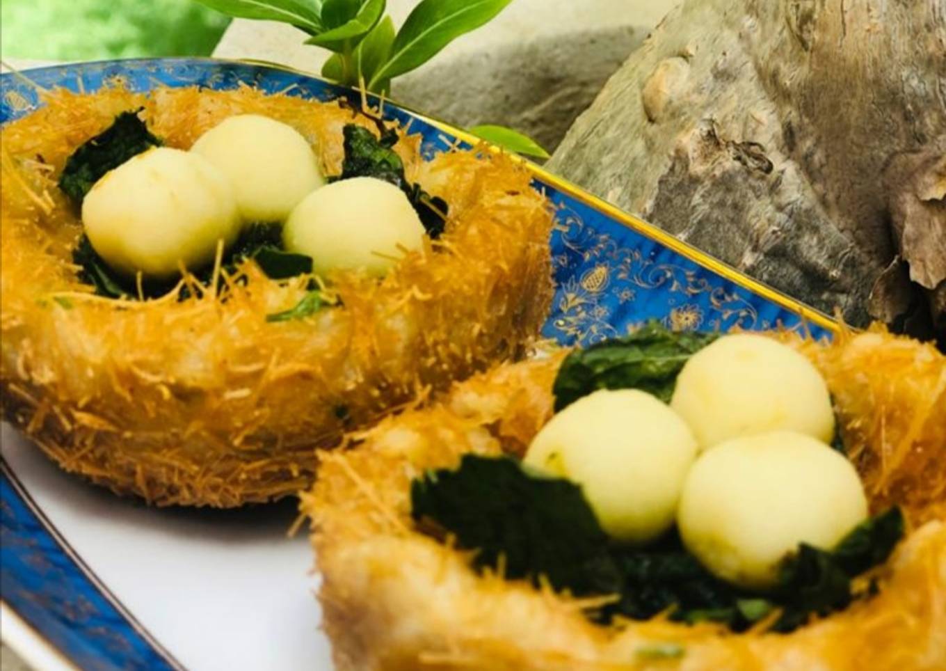 Special bird nest With potato,vermicelli and cottage cheese egg